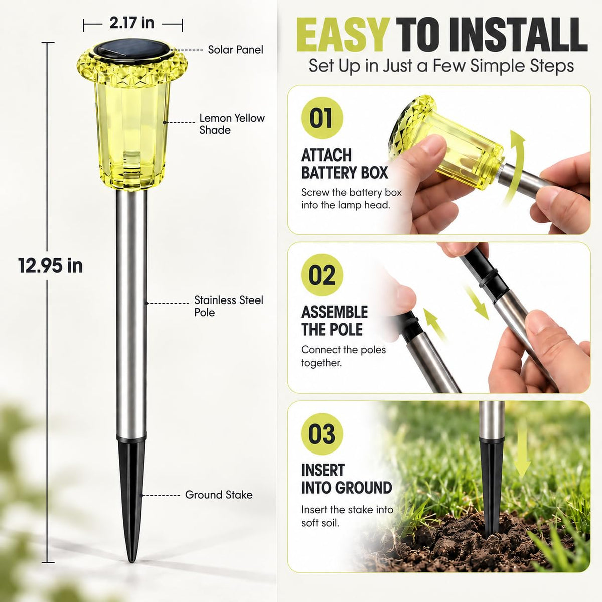 Solar Pathway Lights (Lemon Yellow)