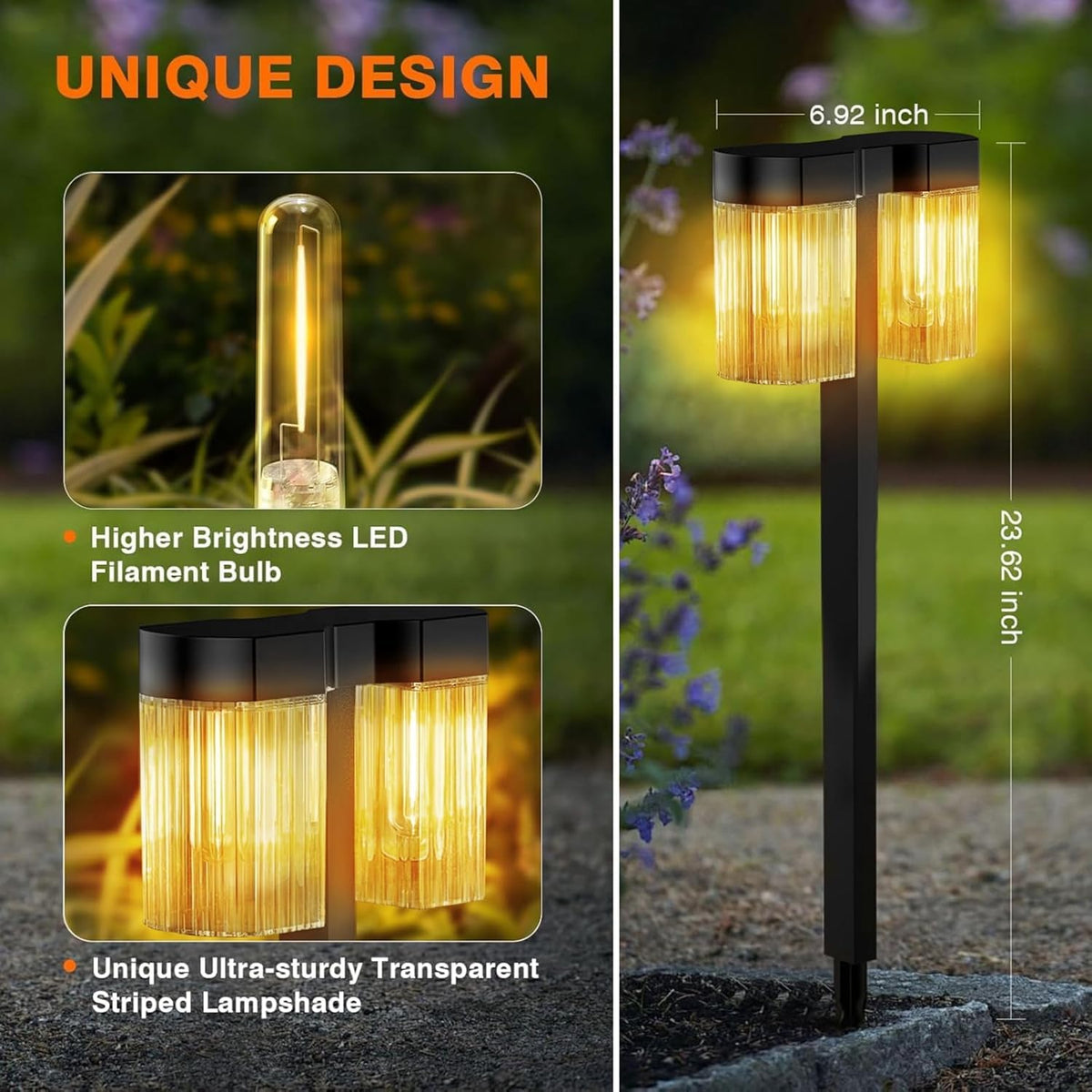 Solar Outdoor Lights (2P Warm White)
