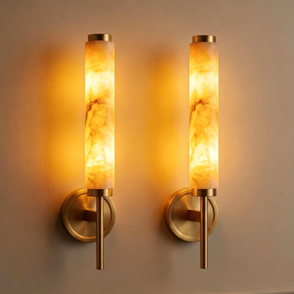 Alabaster Wall Sconces Set of 2