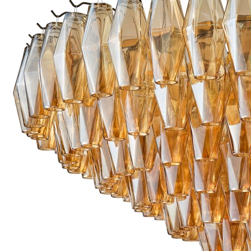 47 Inch Gold Amber Crystal Chandelier with 18 E12 Lights (Amber(H21"-D47"))