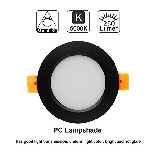 2 Inch LED Recessed Lighting (5000k (Daylight White) / 4 Pack (Black))