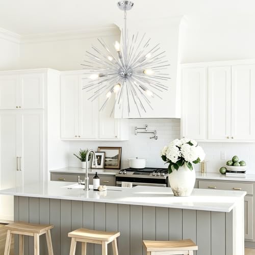 24in Modern Chrome Sputnik Chandelier Light Fixture 9 Light (Chrome / 24in)