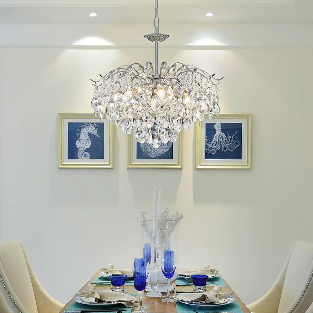 Saint Mossi Modern K9 Crystal Chandeliers (Chrome:6-Lights)
