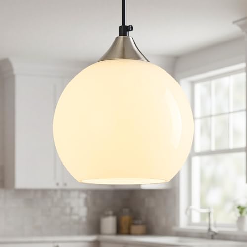 White Pendant Lights Kitchen Island 1 Pack (Milky White / S - 5.9 in)