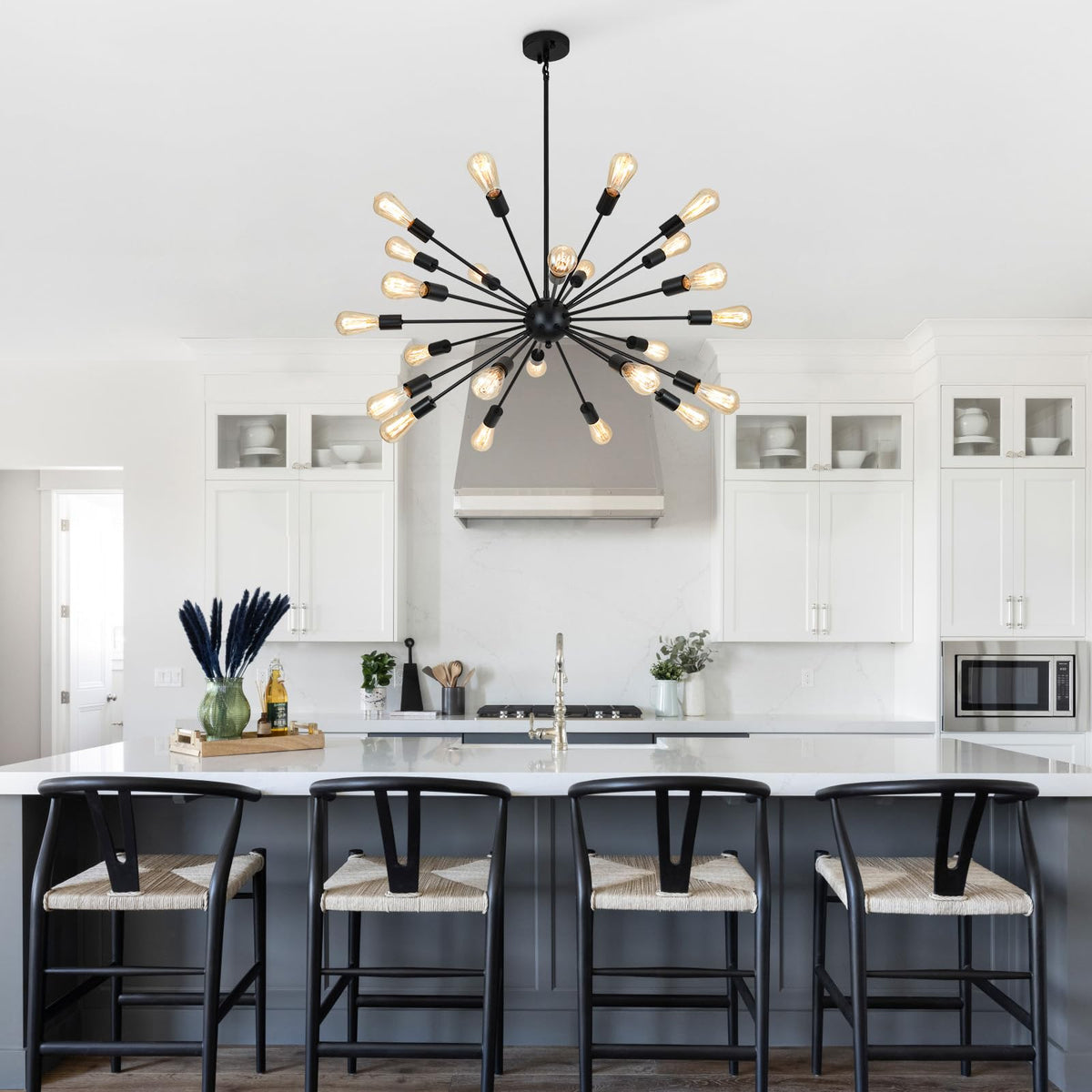 Large Black Chandelier (Black / 24 Lights)
