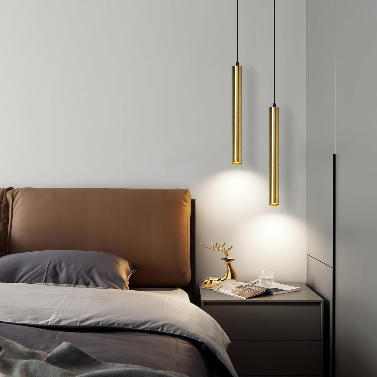 Modern Pendant Lights 4000K Bronze LED Dimmable Pendant Light Fixtures Pendant Lighting for Kitchen Island (Bronze-3p-Dimmable / 15.7inch-3p-1 light)
