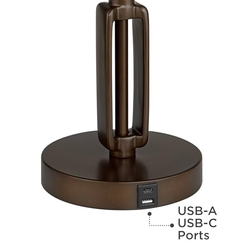 Samuel 21 1 4" High Bronze Brown Desk Lamp USB Mica Shade Swing Arm (Bronze)