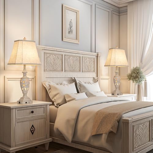29.5"H Touch Control Traditional Table Lamp Set of 2 (White / Large)