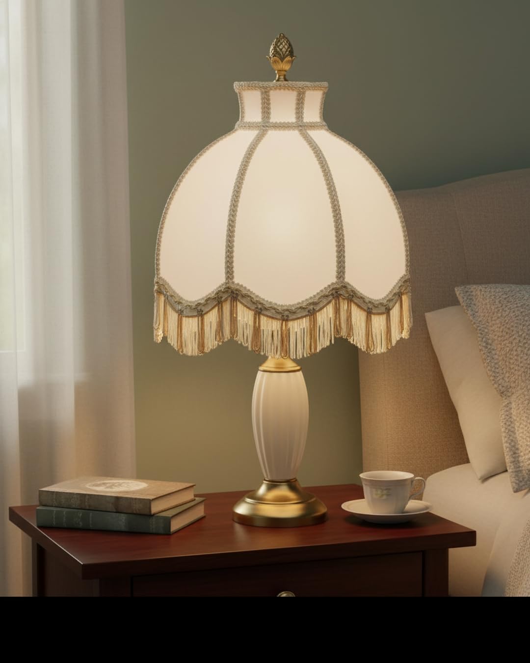 30628 Tranditional Scallop Dome Shape Spider Construction Lamp Shade in Light Grey Jacquard Fabric (Light Grey & 13" Wide)