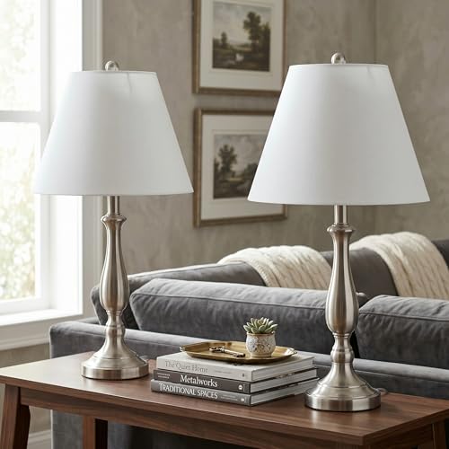 Brushed Steel Table Lamps (2 Table Lamps)