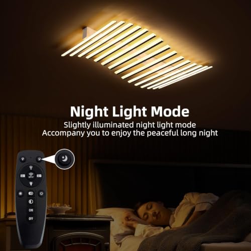 15 Lights Linear Modern Ceiling Light with Remote Control 43.3 inch Dimmable LED Chandelier Semi Flush Mount Light Fixture for Dining Room Kitchen Island Living Room (Black / 43.3x23.5inch)