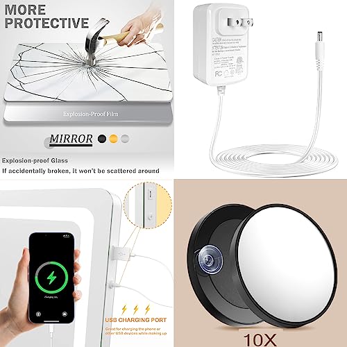Makeup Vanity Mirror with Lights 32" x 24" Large LED Makeup Mirror (Round White Led / 24"L x 32"W)