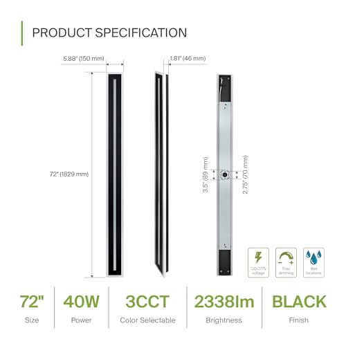 72" LED Linear Wall Sconce 2 Pack (Black)