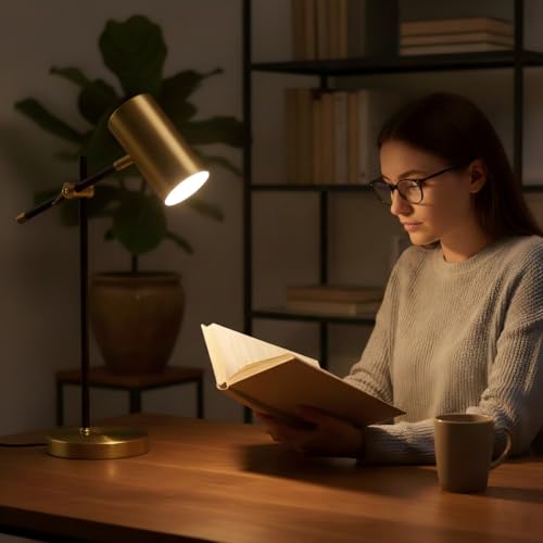 Modern Black and Gold Desk Lamp with Type C Charging Port (Black & Gold)