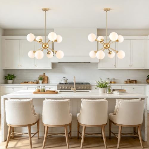 28.3" Glass Globe Chandelier 8 (Gold-8)
