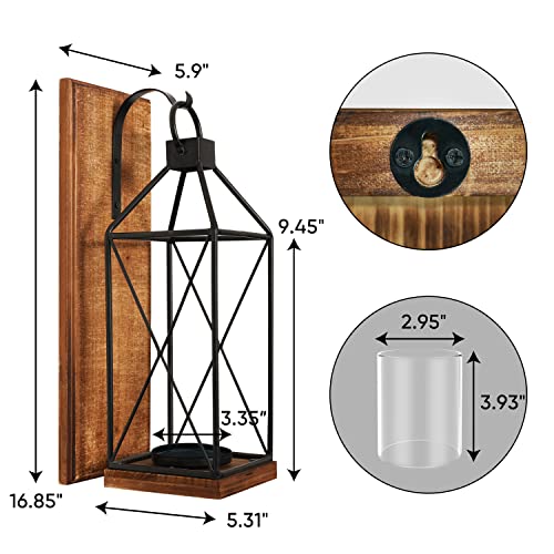 Wall Candle Sconces Set of 1 (Dark Brown)