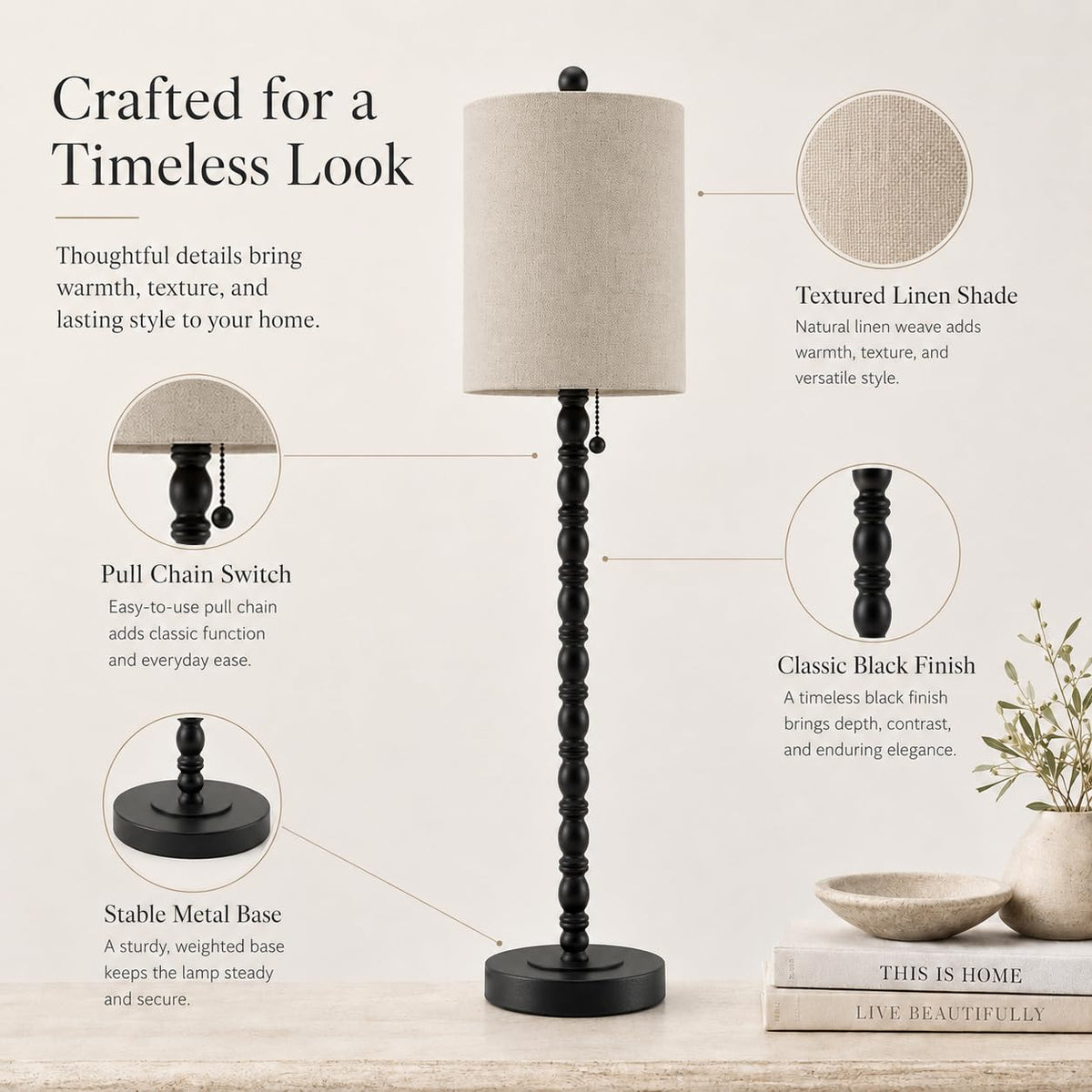 Buffet Lamps Table Lamps Set of 2 (Matte Black)