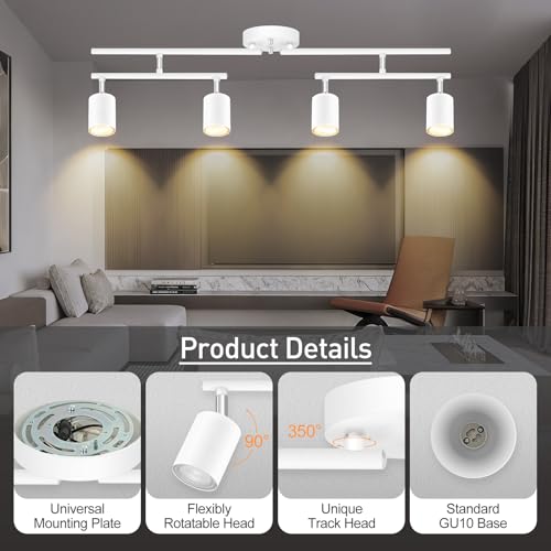 Track Lighting Fixtures Ceiling LED (White / 30" 4 Light Track Light)