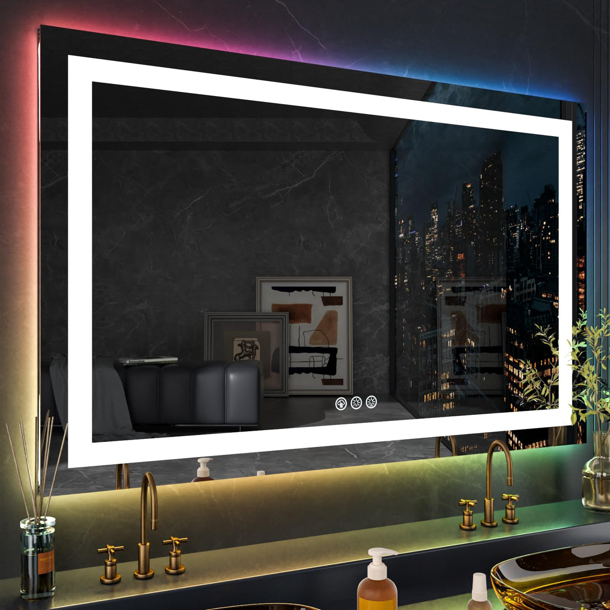 60"X28" RGB LED Bathroom Mirror with Lights (Rgb / 28"L x 60"W)