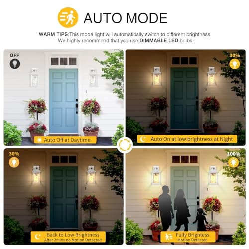 2 Pack Motion Sensor Outdoor Wall Lantern (Matte White / Standard)