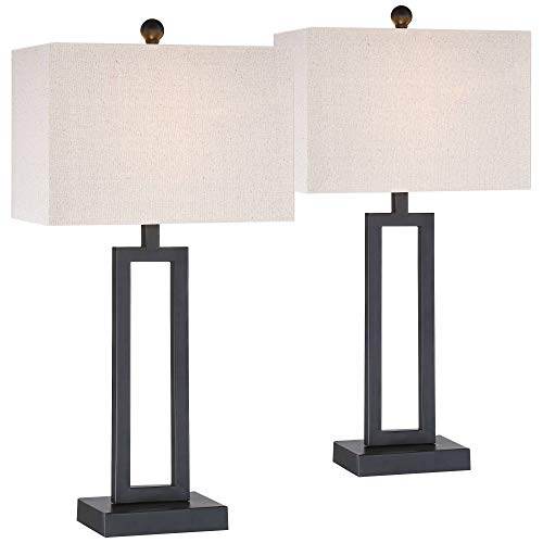 Aston 26" Tall Table Lamps Set of 2 Open Black Rectangle Modern Industrial