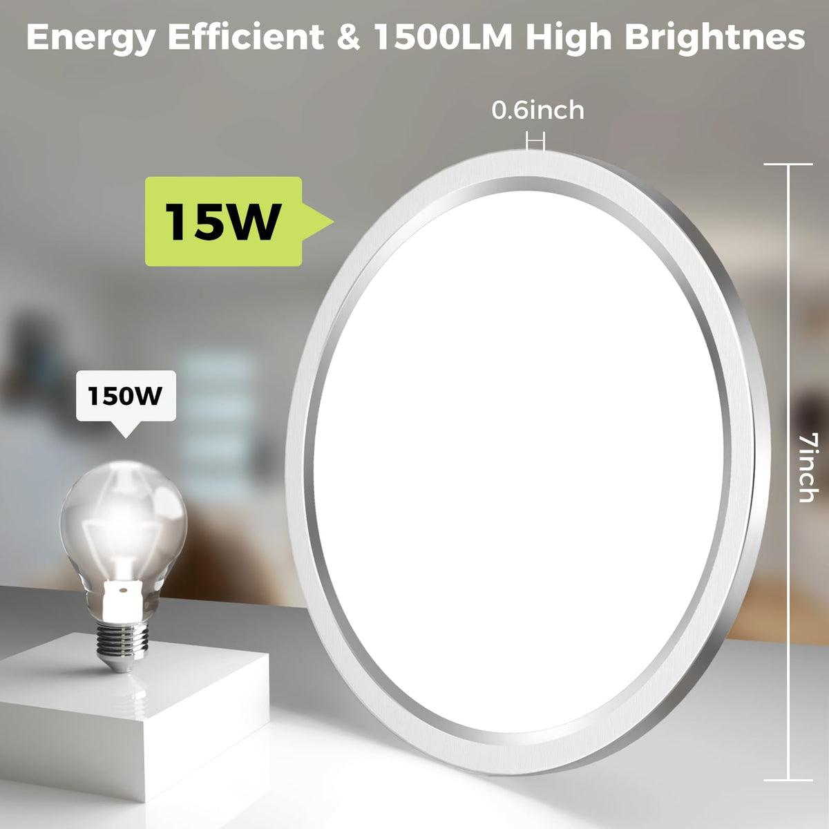 2Pack LED Flush Mount Ceiling Light Fixture Brushed Nickel (Brushed Nickel / 7Inch-2pack)