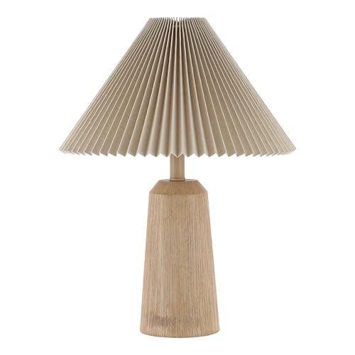 20.5" Resin Cylinder Table Lamp Modern Rustic Scandinavian Bedside Lamp for Living Room Bedroom with Black Pleated Empire Shade LED Bulb Included JYL1146