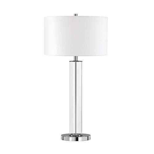 Harlow 29" Tall Table Lamp with Fabric Shade in Clear Glass (Polished Nickel)