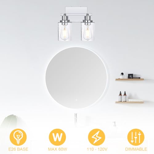 2 Light Chrome Track Lighting Kit Ceiling Kitchen Track Light Fixture with Seeded Glass (Chrome / 2-Light)