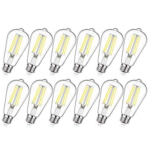 Dimmable Vintage LED Edison Bulbs 60W Equivalent 6W 850 Lumens (Daylight White)