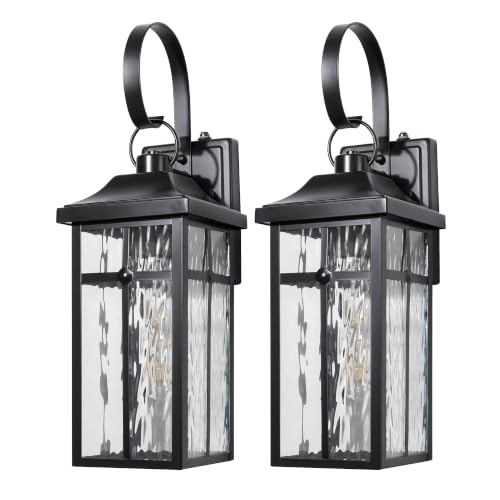 2 Pack Dusk to Dawn Outdoor Wall Lights (Black / 19 inch)