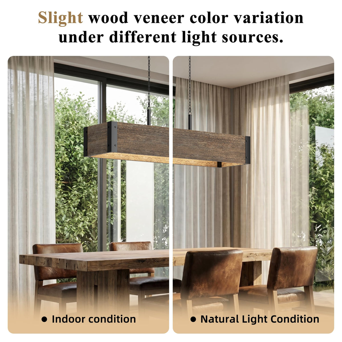 White Washed Wood Chandelier (White Washed Wood / 5-Light Rectangular)