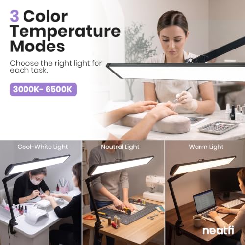 Pro LED Task Lamp with Clamp (Black-7 / 31.8-Inch Wide Shade)
