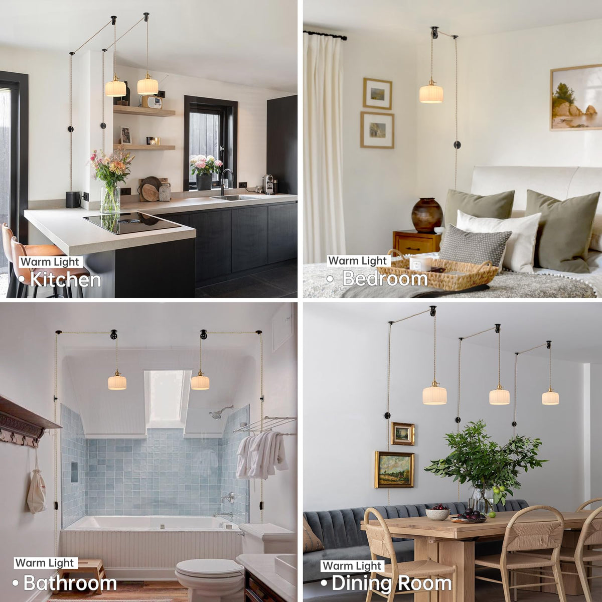 Plug in Pendant Light Hanging Light Fixture Corded On (White)