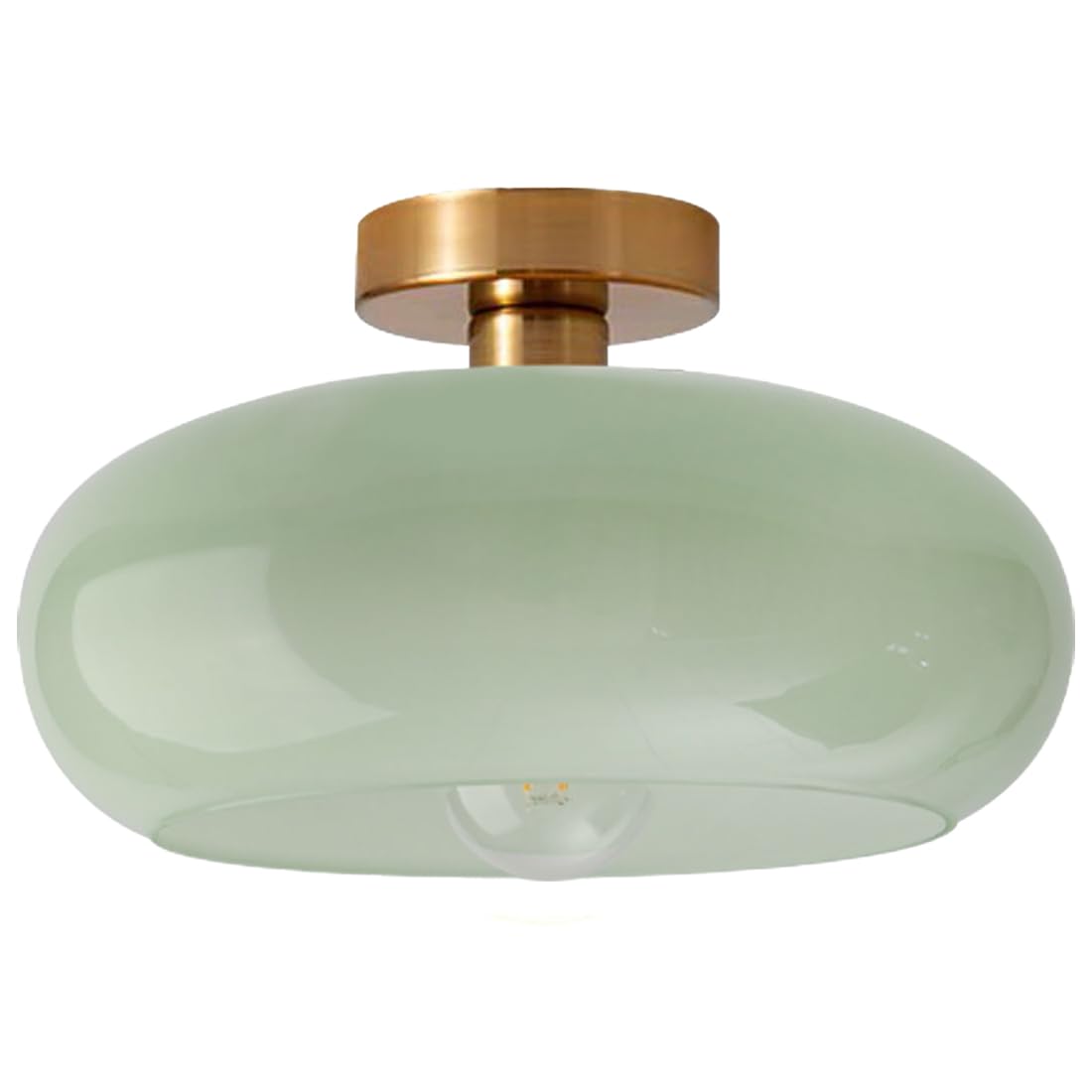 Mid Century Ceiling Light Fixture (Flush-Milk Green)