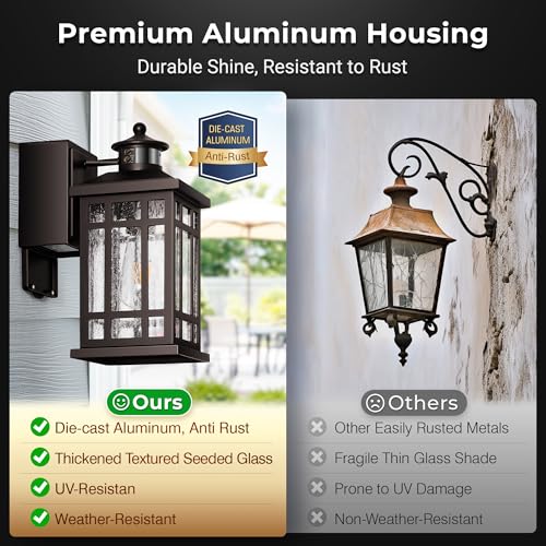 Outside Wall Lighting for House with GFCI Outlet (ORB / Motion Sensor 1-Pack)