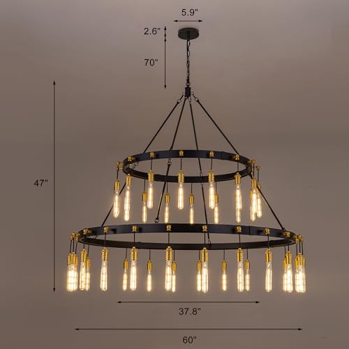 Black and Gold Chandelier 60"W Large 2 (Black Gold)