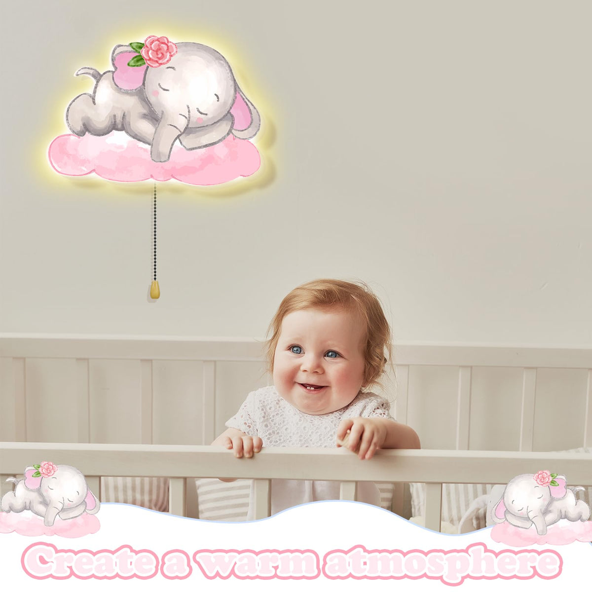 Elephant Night Light Wall Lamp Sleeping Nursery Lighting (Elephant)
