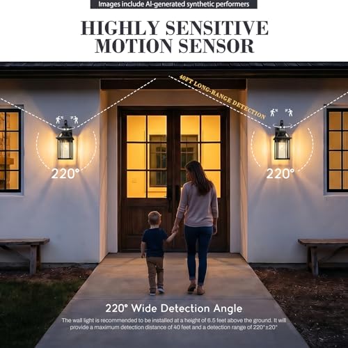 15.8'' Motion Sensor Wall Light (Black - Seeded Glass / 15.8 Inch - Motion Sensor)