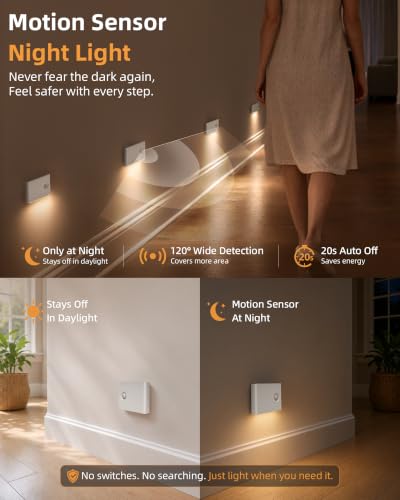 6 Pack Motion Sensor Night Lights (White)