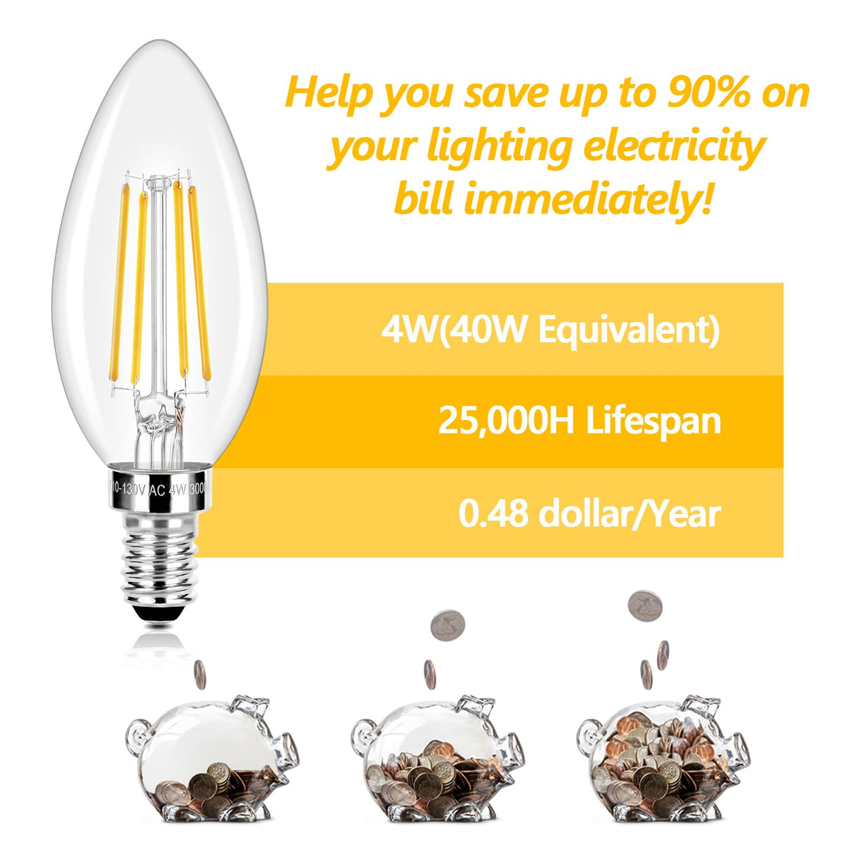 E12 LED Candelabra Bulbs 40 Watt Equivalent (3000k Soft White / 40w 10 Count (Pack of 1))