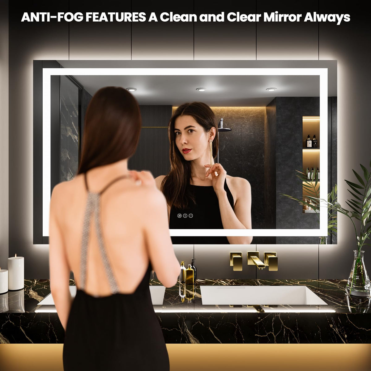 66"X40" LED Bathroom Mirror with Lights (Led / 66"L x 40"W)