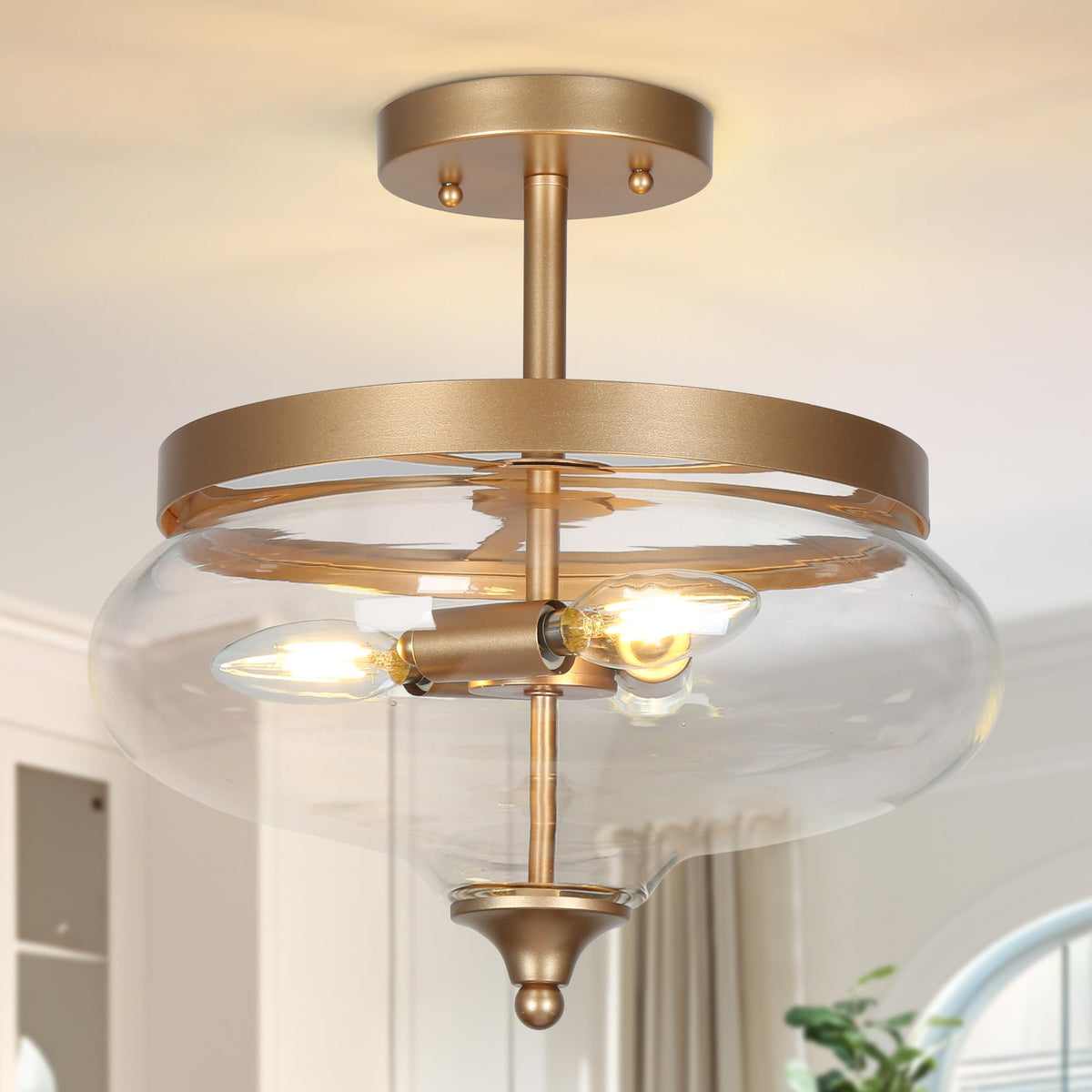 Semi Flush Mount Ceiling Light (Dark Gold)