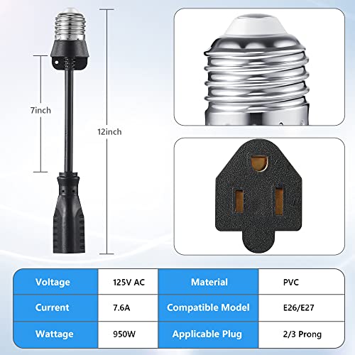 4pcs 3 Outlet Light Socket Adapter (Black)