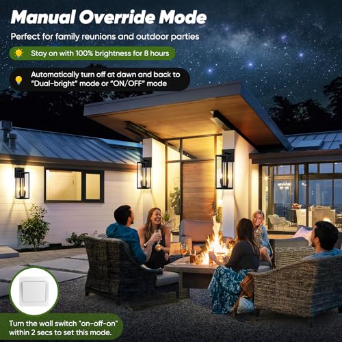 2 Pack 18” Large Upgraded Motion Sensor Outdoor Wall Lights (Black / 18in)