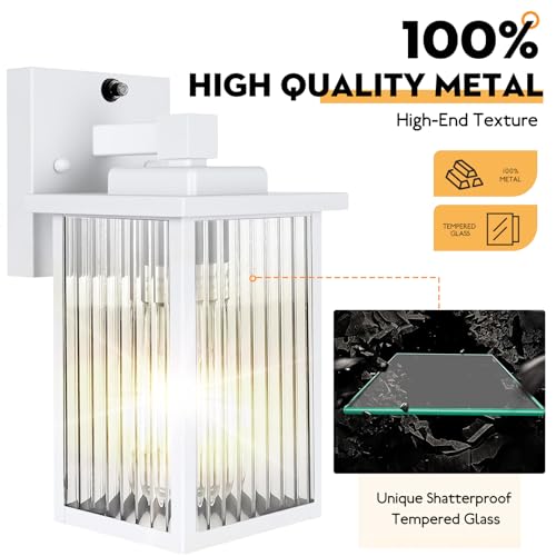 2 Pack White Dusk to Dawn Outdoor Wall Light (White / 10.6''-2 Pack)