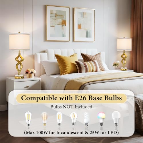 28.5"Sculptural Living Room Table Lamps Set of 2 (White)