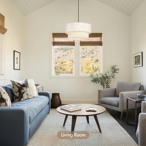 18" Modern Double Drum Fabric Pendant Light