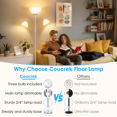 Torchiere Floor Lamps for Living Room (Nickel)