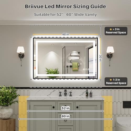 48x30 Inch LED Bathroom Mirror with Black Frame (Backlit+front Lit With Black Frame / 48"L x 30"W)